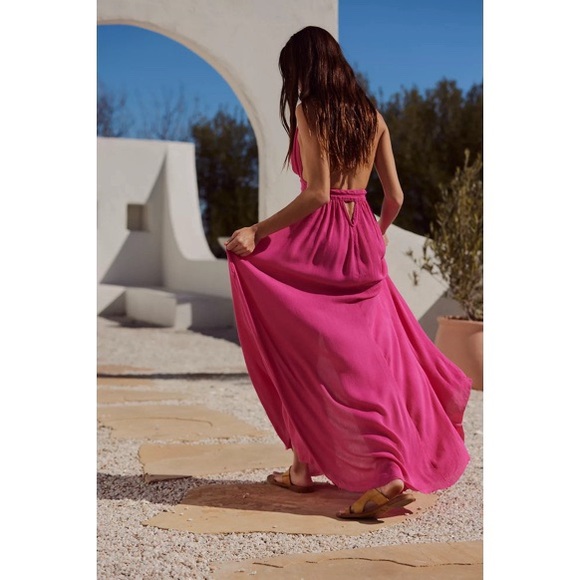 💖6 HOURS ONLY PRICE💖NWT Free People Look Into the Sun Maxi Dress, Magentiful, XS - Picture 5 of 6